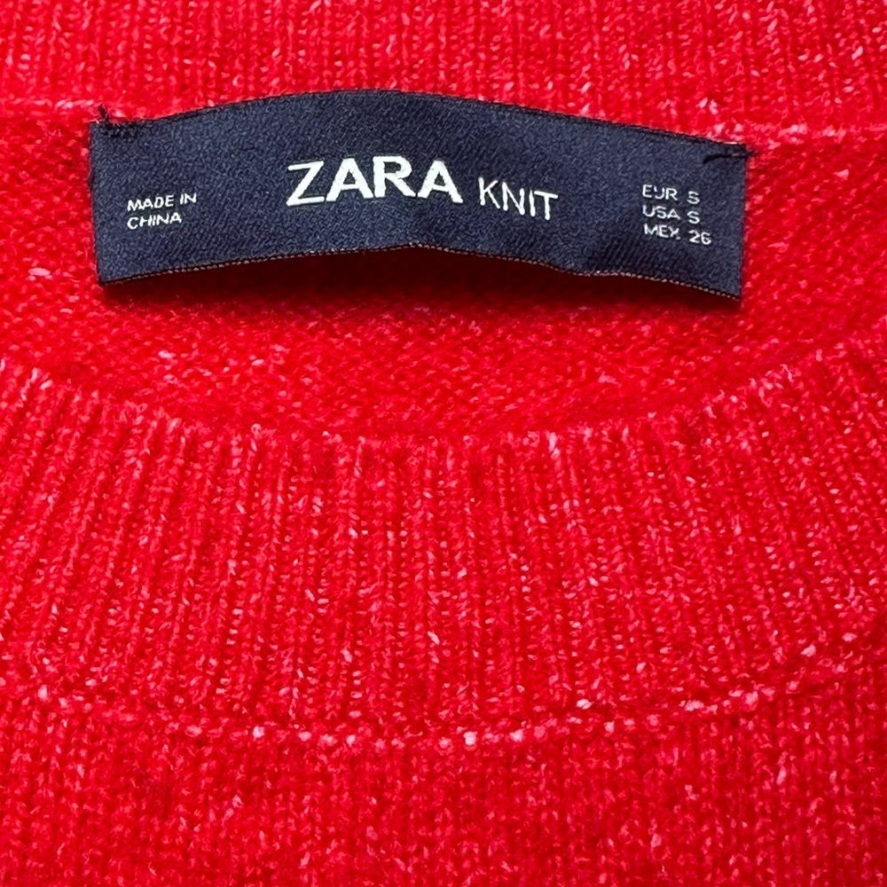 Zara Knit Red Sweater oversized # A1 - Picture 3 of 8
